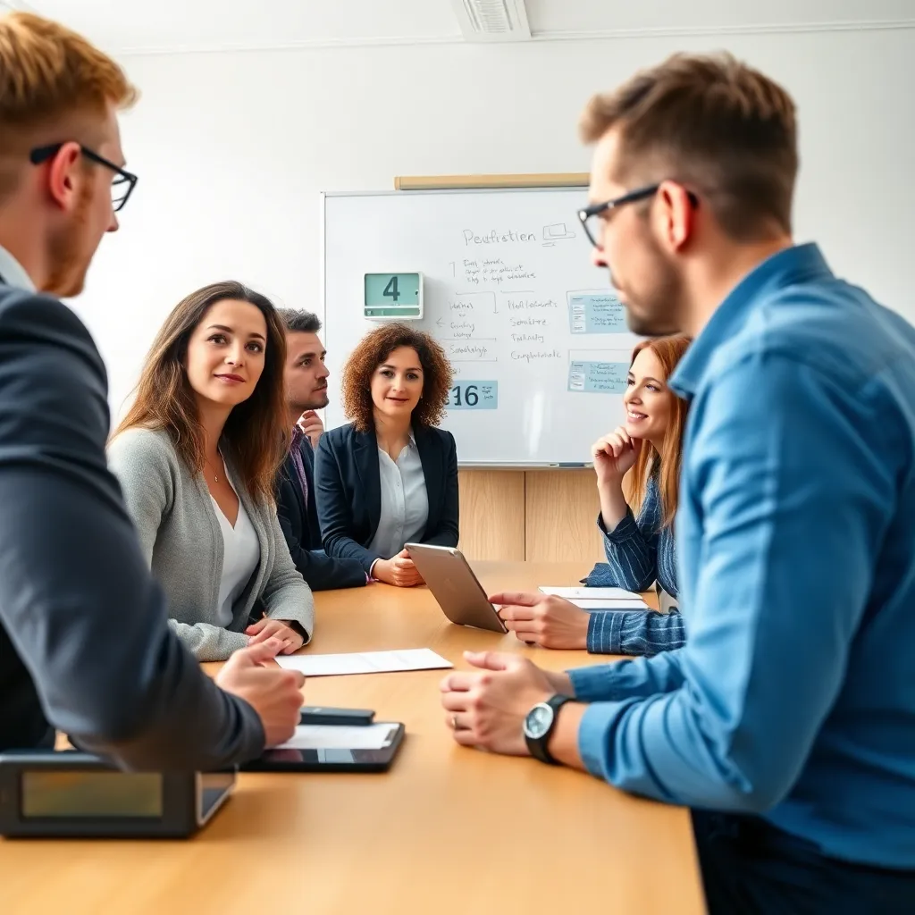 Diverse groep Nederlandse professionals in een efficiënte vergadering met duidelijke agenda en tijdsbewaking