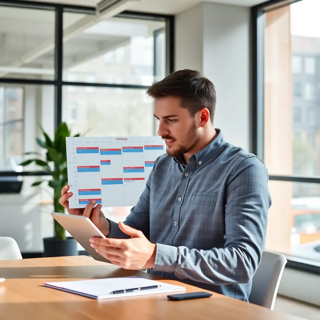 Persoon die tijdsblokken plant in een Nederlandse kantooromgeving